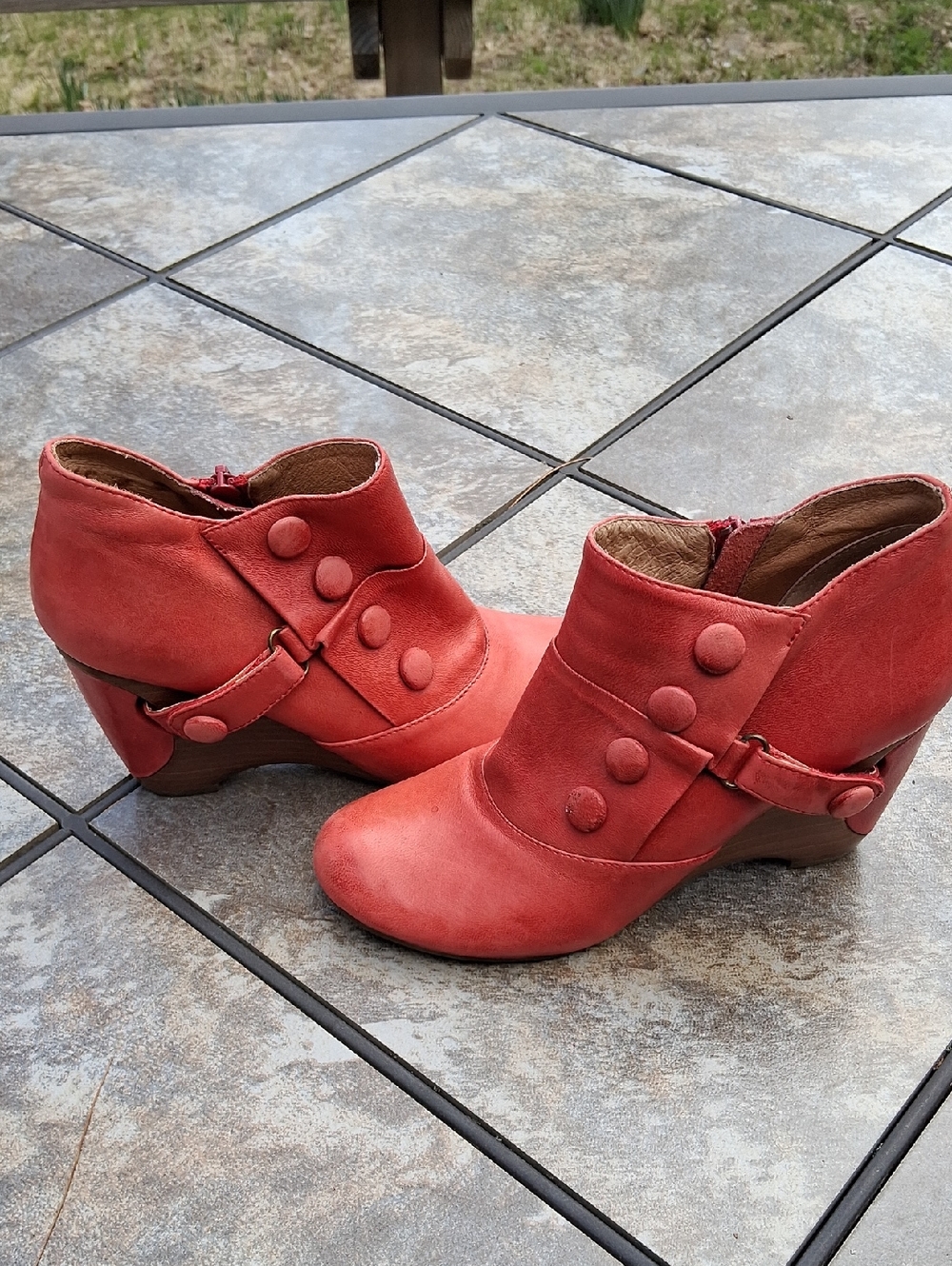 Miz Mooz Red Button Ankle Booties